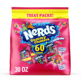 NERDS Gummy Clusters rainbow shells with fruity centers for a playful, shareable snack.