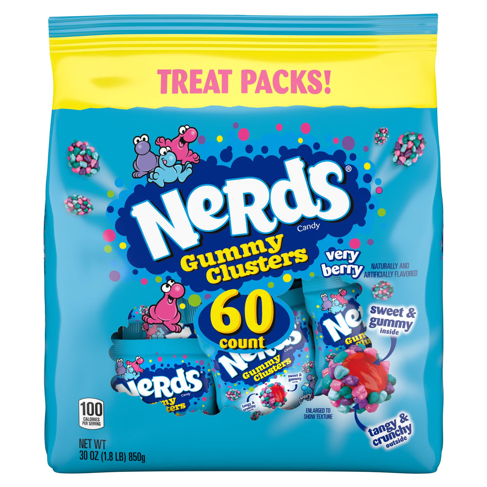 Nerds Gummy Clusters Very Berry with crunchy shells and chewy centers—great party candy.