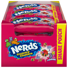 NERDS Rainbow Gummy Clusters pack image showing easy sharing and multi-pack value.