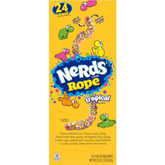 Nerds Rope Tropical colorful morsels sparkle, signaling vibrant tropical flavor notes.