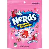 Nerds Valentine Gummy Clusters bag front showing colorful crunch and fruity center.
