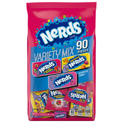 Nerds Variety Mix 90-count packaging shows individually wrapped candies for convenient sharing.