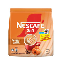 Nescafe 3-in-1 Caramel Latte stick pack for on-the-go mornings.
