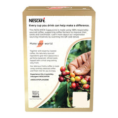 NESCAFÉ Cappuccino Unsweetened mug and foam illustrate luxurious foam without sugar.