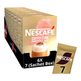 NESCAFÉ Cappuccino Unsweetened sachets pack for quick sugar-free coffee moments.