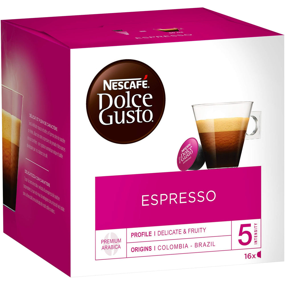 Nescafe Dolce Gusto Espresso 3x16 capsules pack showing bold flavor ready for morning brew