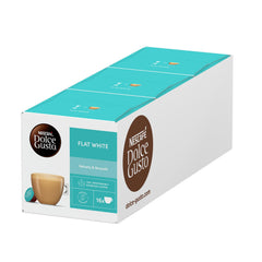 NESCAFÉ Dolce Gusto flat white coffee pod in packaging, ready for silky cafe-style espresso at home.