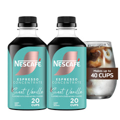 NESCAFÉ Espresso Concentrate Sweet Vanilla bottle pour for a refreshing iced coffee