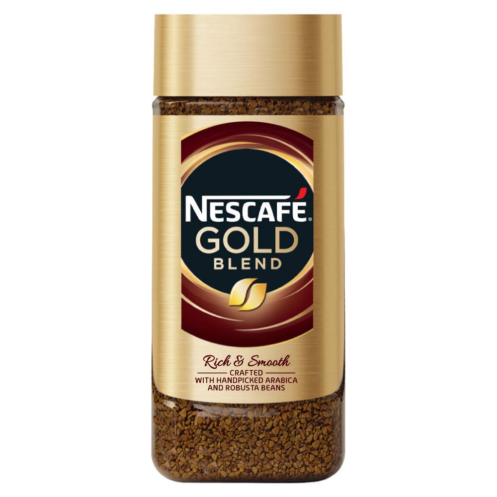 Nescafe Gold 200g packshot with premium whole beans for fresh grinding at home
