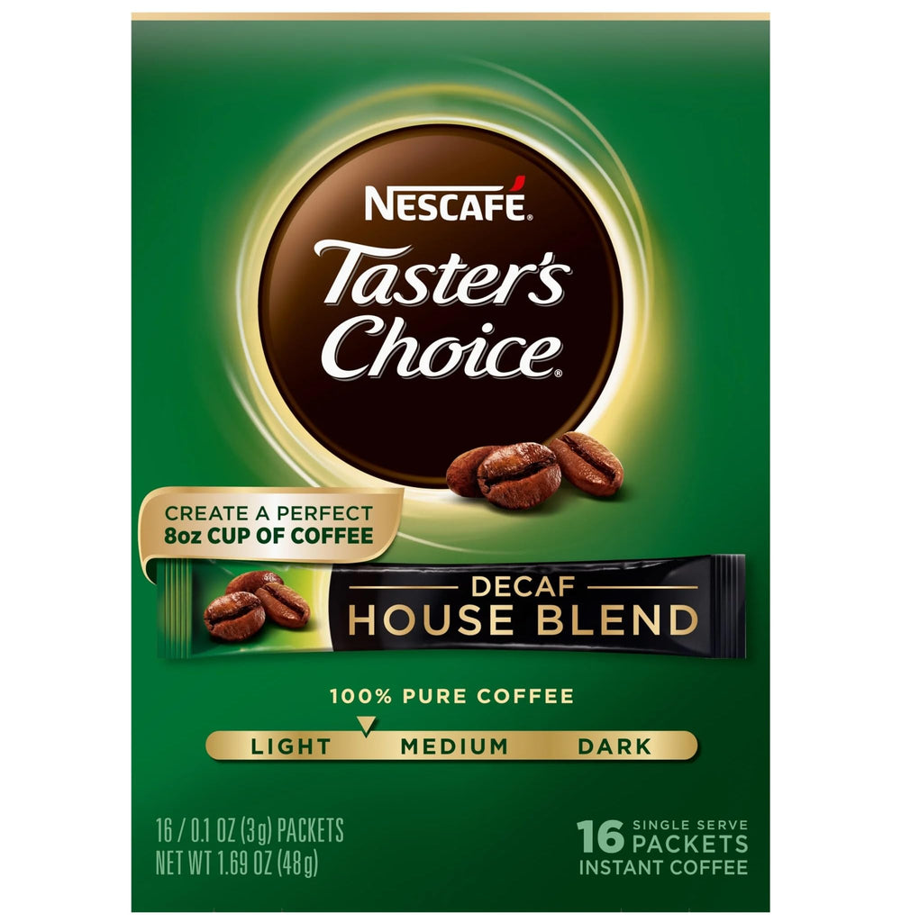 Nescafe Taster's Choice Decaf House Blend sticks ready to brew with rich aroma