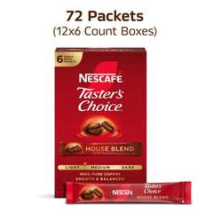 Close-up of a single-serve NESCAFÉ Taster's Choice House Blend packet being poured into a cup