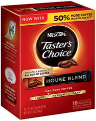 Nescafe Taster's Choice House Blend stick packaging for quick, convenient mornings