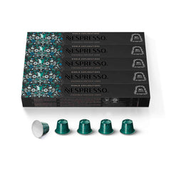 Nespresso Stockholm Lungo capsules pack showing a rich, long coffee experience.