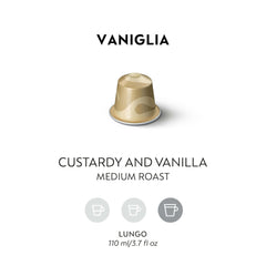 Close-up of Nespresso Vaniglia capsules for quick brewing.