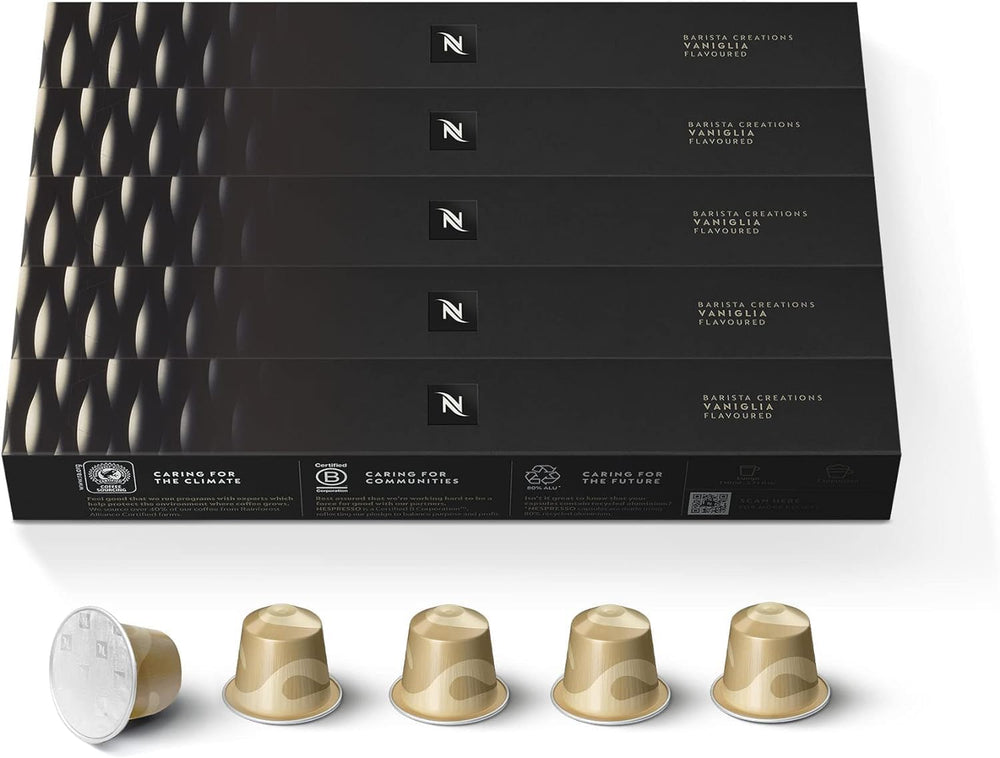 Nespresso Vaniglia Original capsules pack for balanced vanilla espresso.