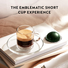 Nespresso Vertuo Dolce double cappuccino setup with milk froth