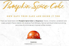 Nespresso VertuoLine Pumpkin Spice Cake Pods cup setup showing a cozy autumn coffee ritual.