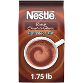 Nestle Hot Cocoa bulk bag with dark chocolate mix, ideal for cafeterias and large beverage stations.