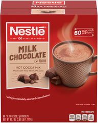 Nestle Hot Cocoa packets close-up showing rich milk chocolate flavor.