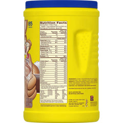 Pour Nesquik chocolate powder into milk for a creamy, chocolatey drink.