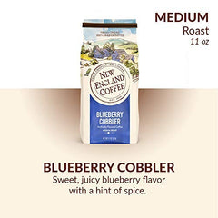 New England Coffee Blueberry Cobbler bag label close-up