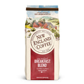 New England Coffee Breakfast Blend bag delivers rich aroma for morning routines.