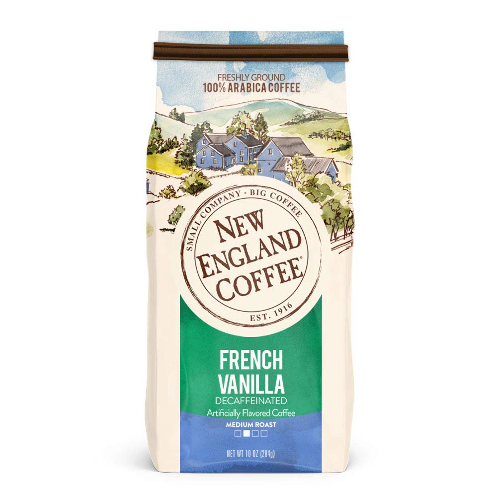 New England Coffee French Vanilla Decaf Bag offers smooth vanilla aroma for a relaxed morning.