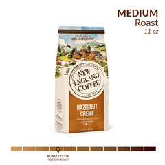 New England Coffee Hazelnut Creme brewing scene – balanced flavor with a hint of sweetness.