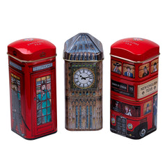 New English Teas British Heritage pack shot showcasing all three tins for gifting.