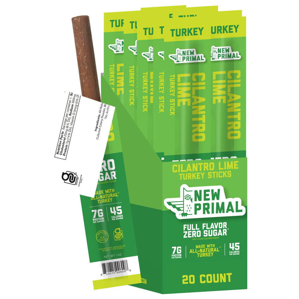 New Primal cilantro lime turkey sticks pack ready for on-the-go snacking.