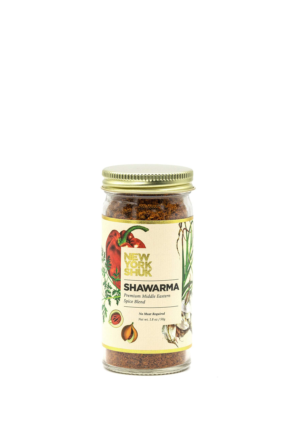 New York Shuk Shawarma Premium Spice Blend jar front shows bold aroma for versatile meals
