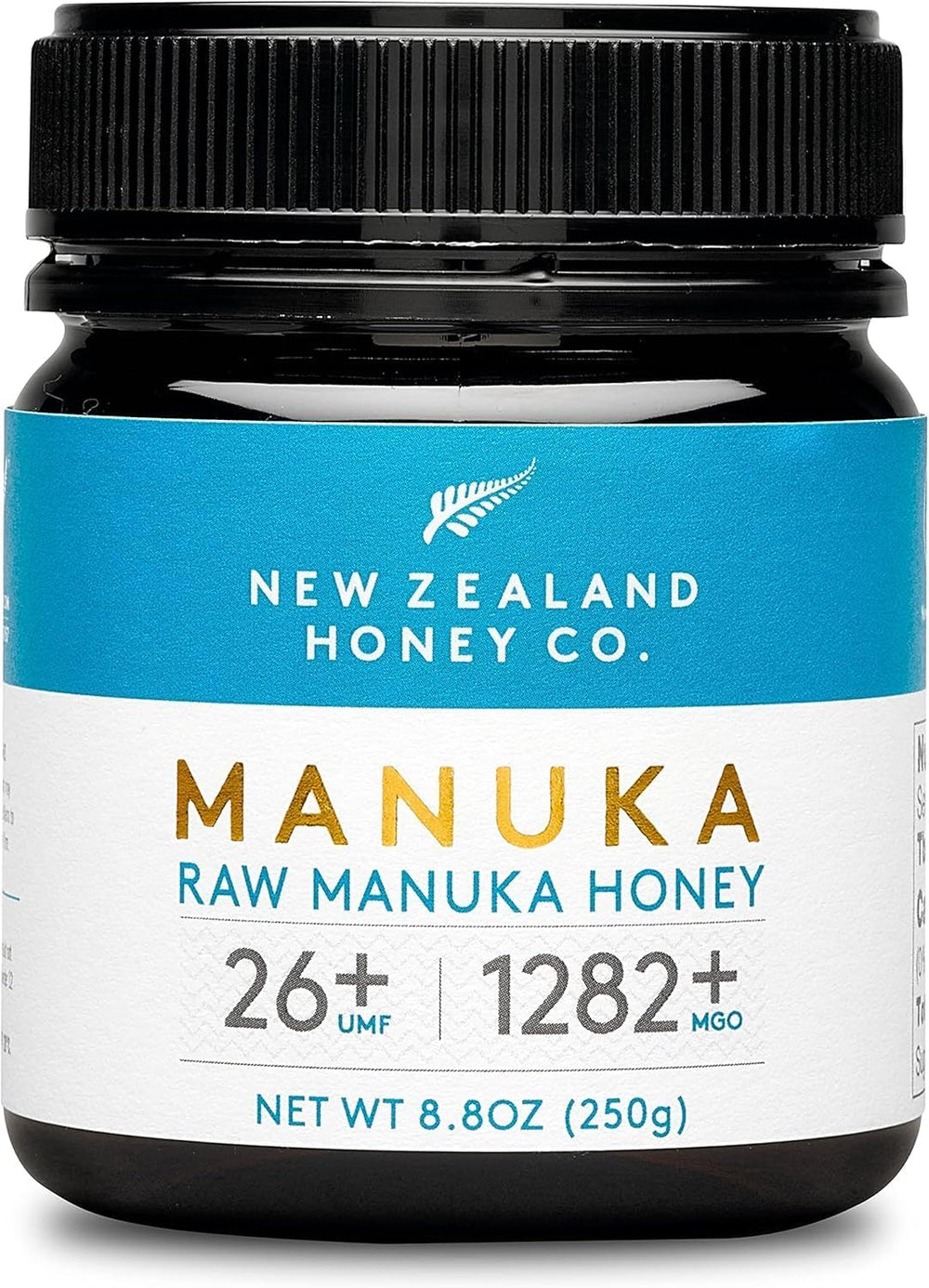 New Zealand Honey Co. Manuka jar front, premium UMF 26+ quality.