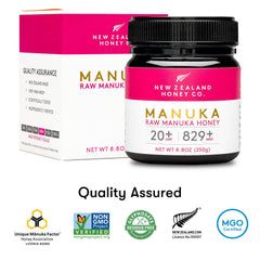 New Zealand Honey Co. Manuka UMF 20+ honey pour highlighting rich color and versatility.
