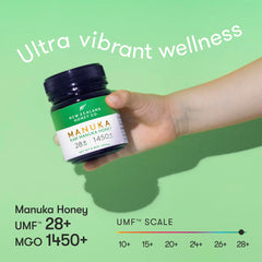 New Zealand Honey Co Manuka honey UMF 28+ pour highlighting smooth flow for quick drizzle.