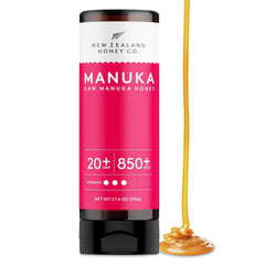 New Zealand Honey Co Pure Manuka UMF 20+ squeezy bottle for easy, mess-free drizzle
