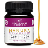 New Zealand Honey Co. Manuka honey UMF 24+ bottle pour for quick sweetness.
