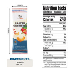NEWBAM Lightly Salted Cashews pack back, convenient 12-pack display.