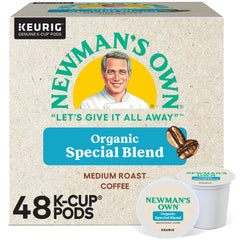 Newman's Own Organic Special Blend K-Cup pods front packaging for quick single-serve mornings