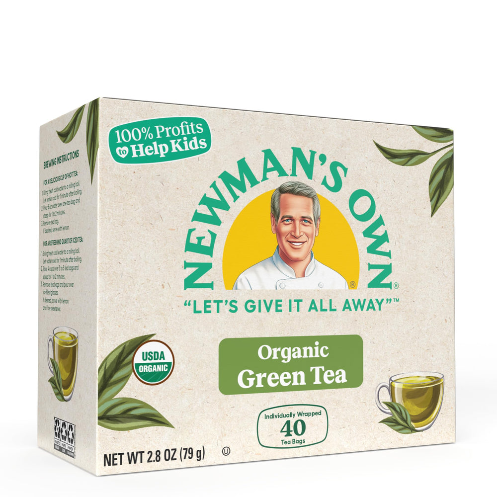 Newman's Own Organics Royal Green Tea 40-count pack for a daily, soothing ritual.