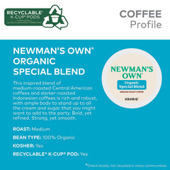 Newman's Own Organics Special Blend Extra Bold K-Cups ready for Keurig brewing.