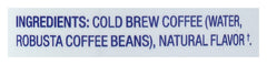 Nguyen Coffee Supply cold brew bottle with fair trade labels in view.