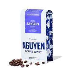 Nguyen Coffee Supply Saigon Robusta-Arabica blend, bold dark roast with cacao and blackberry notes.
