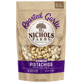 Nichols Farms in-shell roasted garlic pistachios for bold savory snacking