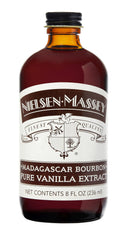 Nielsen-Massey Madagascar Bourbon Vanilla Extract bottle close-up, premium flavor for baking