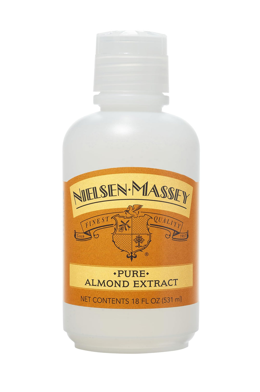 Nielsen-Massey Pure Almond Extract bottle front for premium baking flavor
