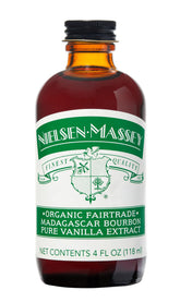 Nielsen-Massey vanilla bottle close-up, rich aroma for baking and desserts