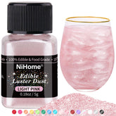 NiHome pink edible glimmer powder adds vibrant shimmer to desserts and drinks.