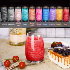 NiHome edible glimmer powder red cake decor enhances festive baked goods with metallic shine.
