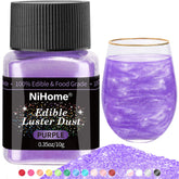 NiHome edible glitter powder purple bottle pour adds vibrant beverage shimmer.