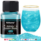 NiHome edible teal glimmer bottle pour adds dazzling shimmer to drinks.